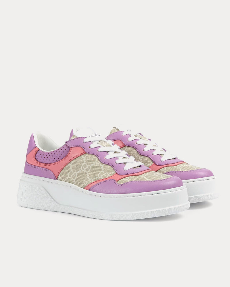 Gucci GG Supreme Canvas Pink / Purple Low Top Sneakers - 3