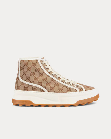 Gucci GG Original Canvas Beige / Ebony High Top Sneakers