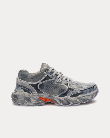 Heron Preston Block Stepper Worn Leather Dark Grey Low Top Sneakers