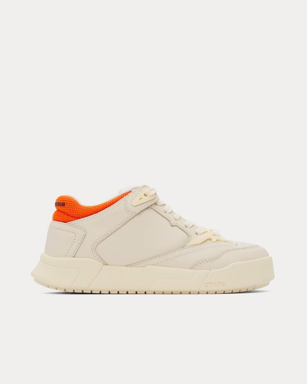 Heron Preston Lace-Up Leather Off-White / Orange Low Top Sneakers - 1