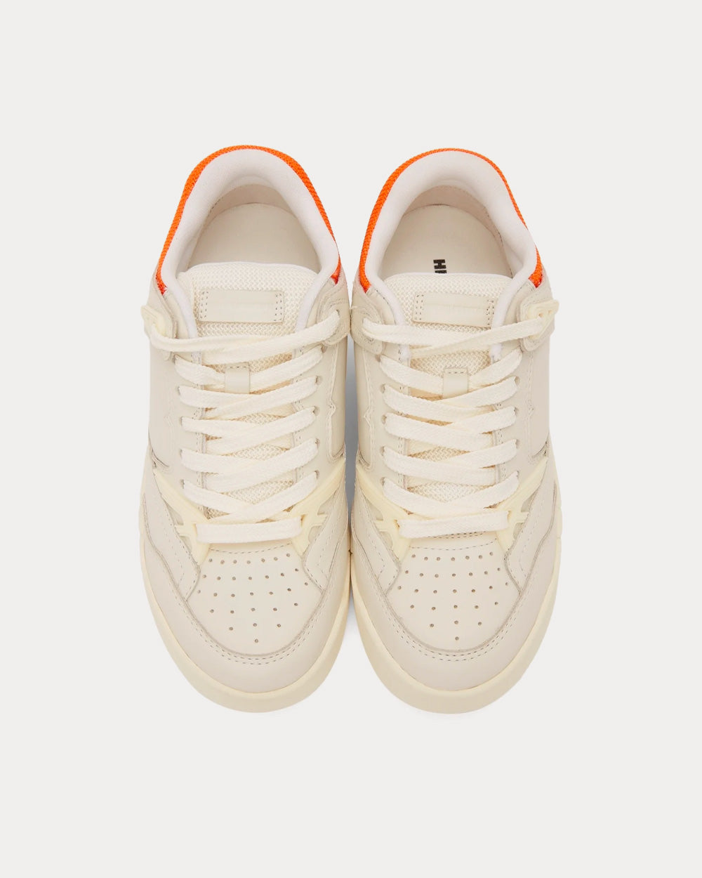 Heron Preston Lace-Up Leather Off-White / Orange Low Top Sneakers - 2