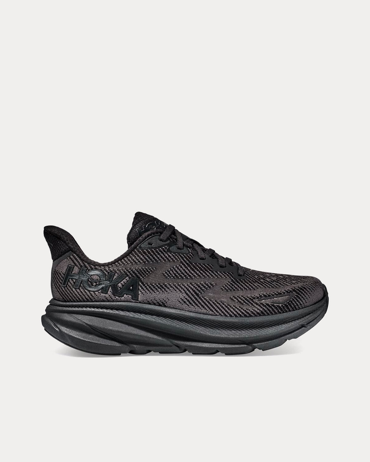 Hoka Clifton 9 Black / Black Running Shoes - 1