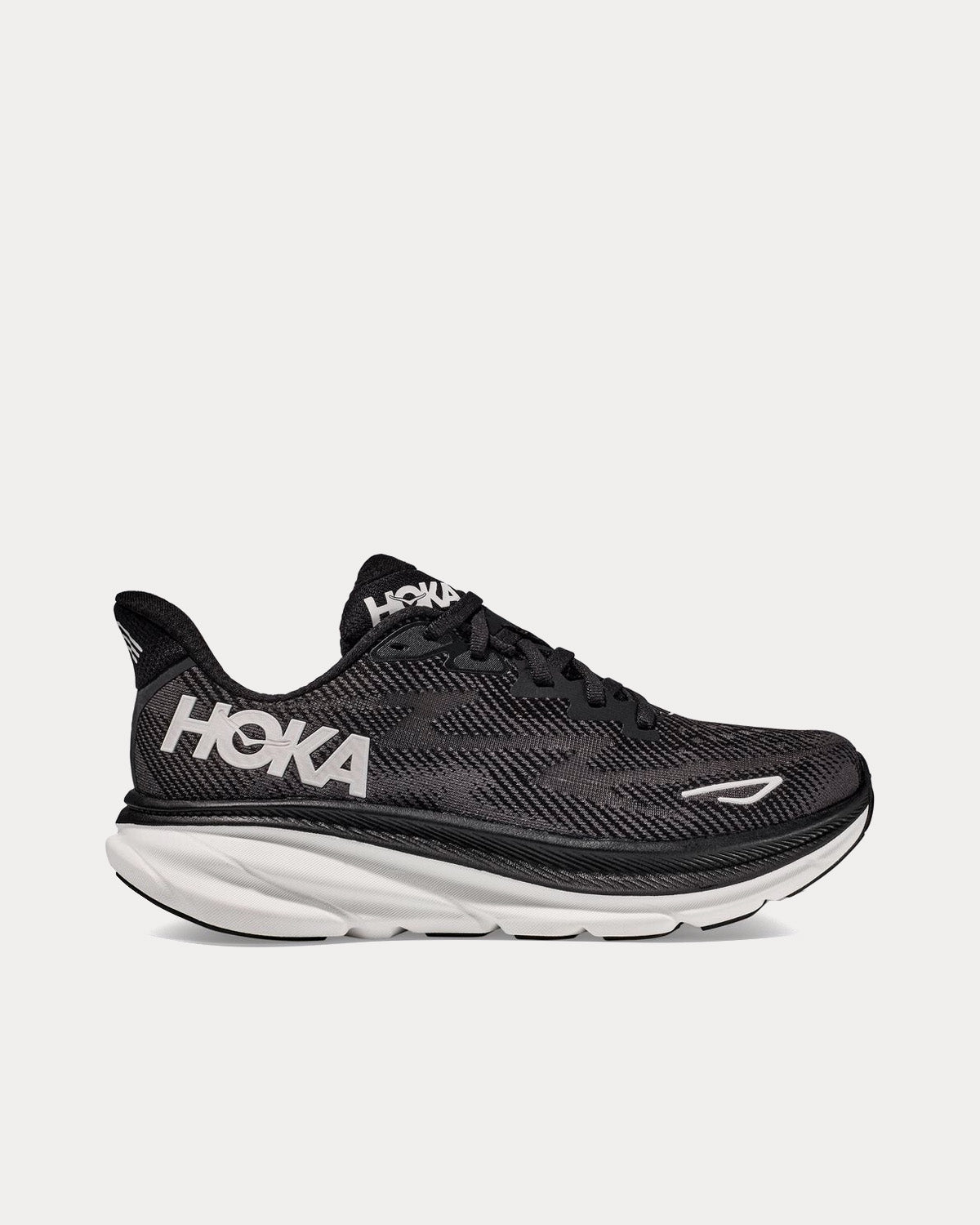 Hoka Clifton 9 Black / White Running Shoes - 1