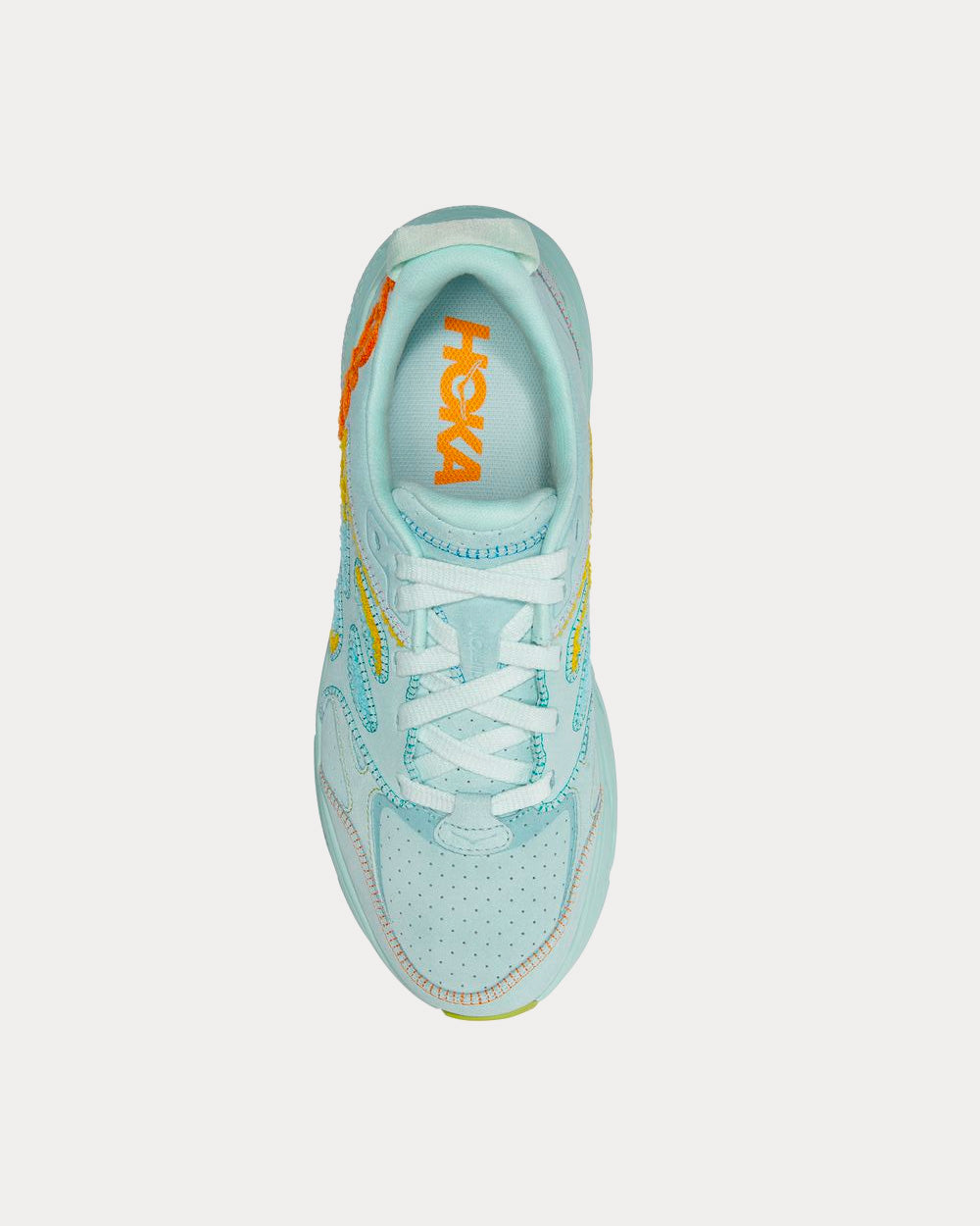 Hoka Clifton L Embroidery Blue Grass / Radiant Yellow Running Shoes - 2