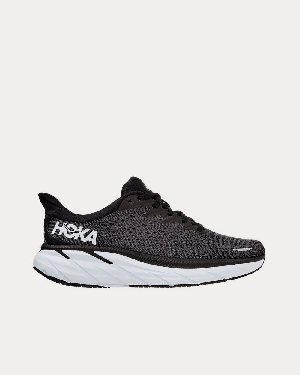 Hoka Clifton 8 Mesh Black / White Running Shoes - 1