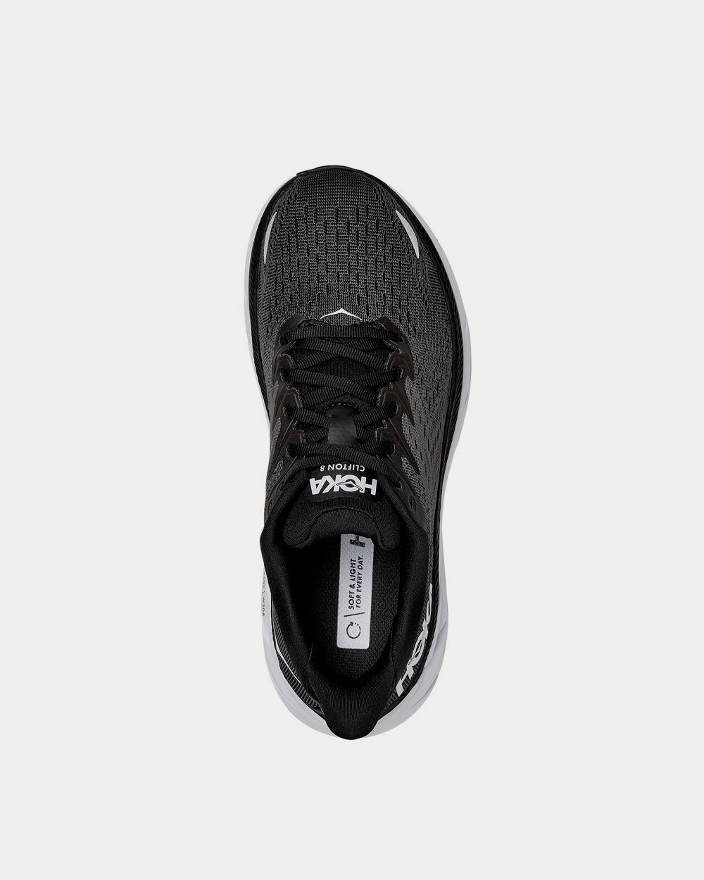 Hoka Clifton 8 Mesh Black / White Running Shoes - 2