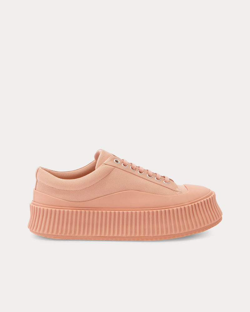 Jil Sander Platform Canvas Pastel Brown Low Top Sneakers - 1