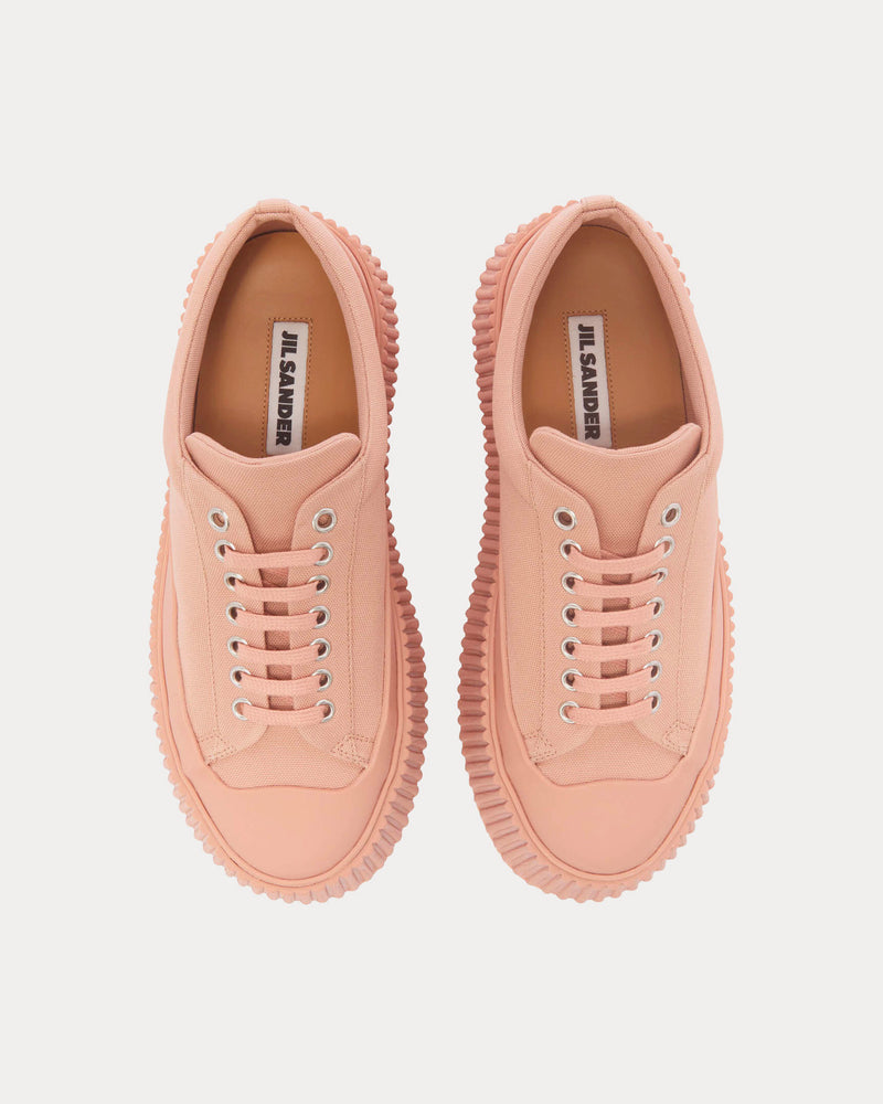 Jil Sander Platform Canvas Pastel Brown Low Top Sneakers - 2