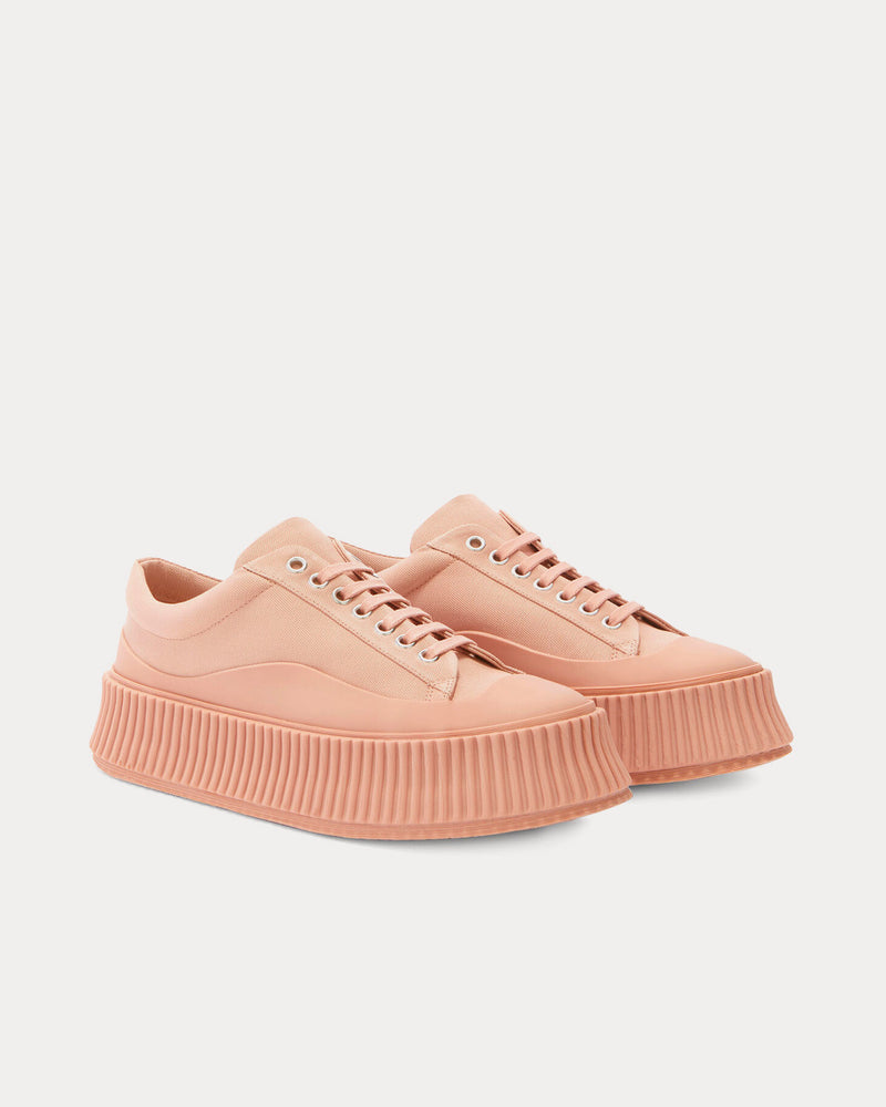 Jil Sander Platform Canvas Pastel Brown Low Top Sneakers - 3