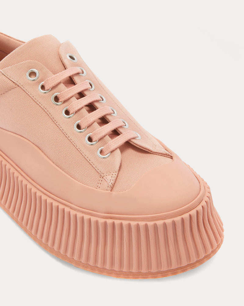 Jil Sander Platform Canvas Pastel Brown Low Top Sneakers - 5