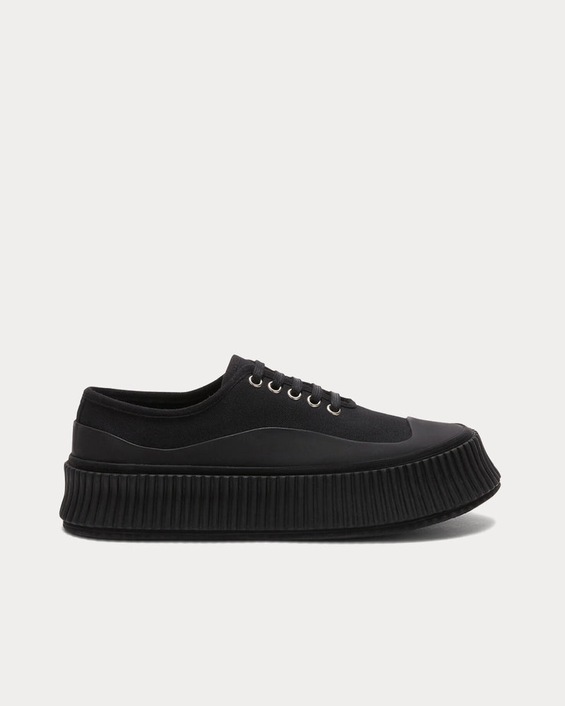 Jil Sander Oxford Canvas Black Low Top Sneakers - 1