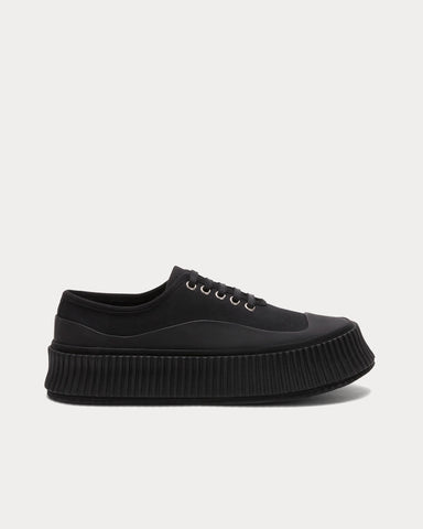 Jil Sander Oxford Canvas Black Low Top Sneakers