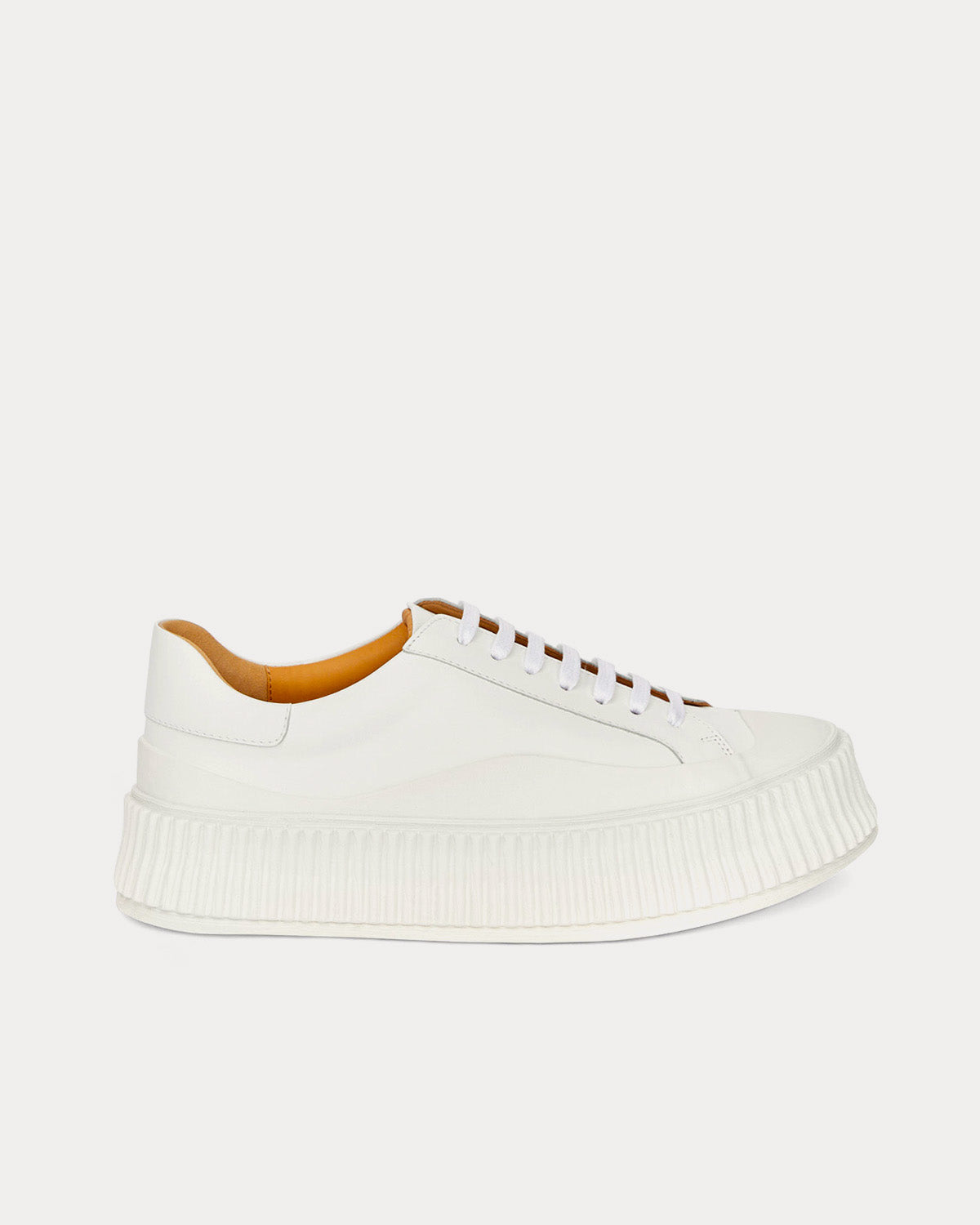 Jil Sander Platform Leather White Low Top Sneakers - 1