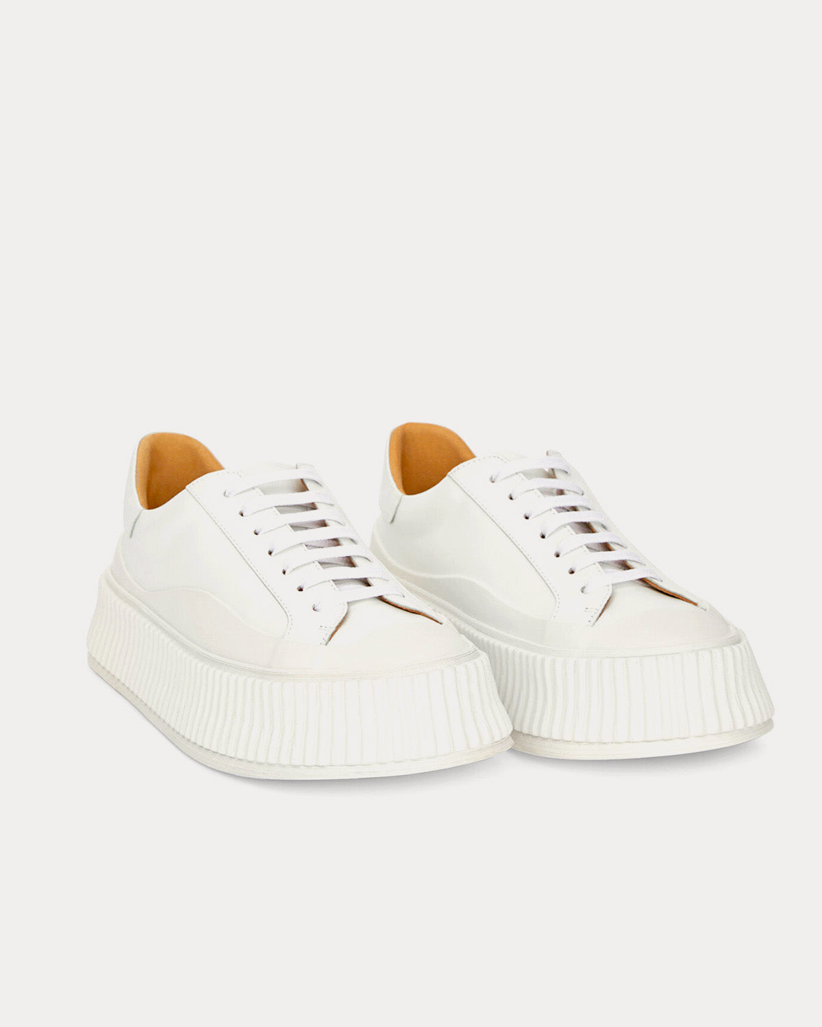 Jil Sander Platform Leather White Low Top Sneakers - 2