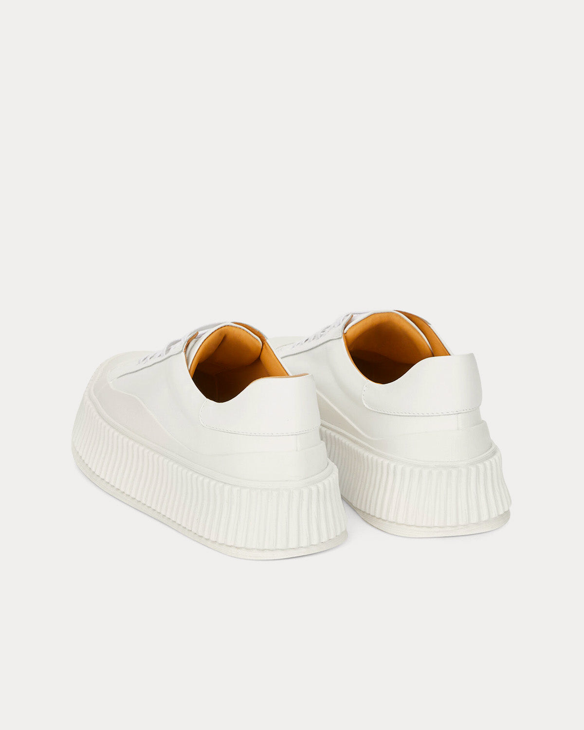 Jil Sander Platform Leather White Low Top Sneakers - 3