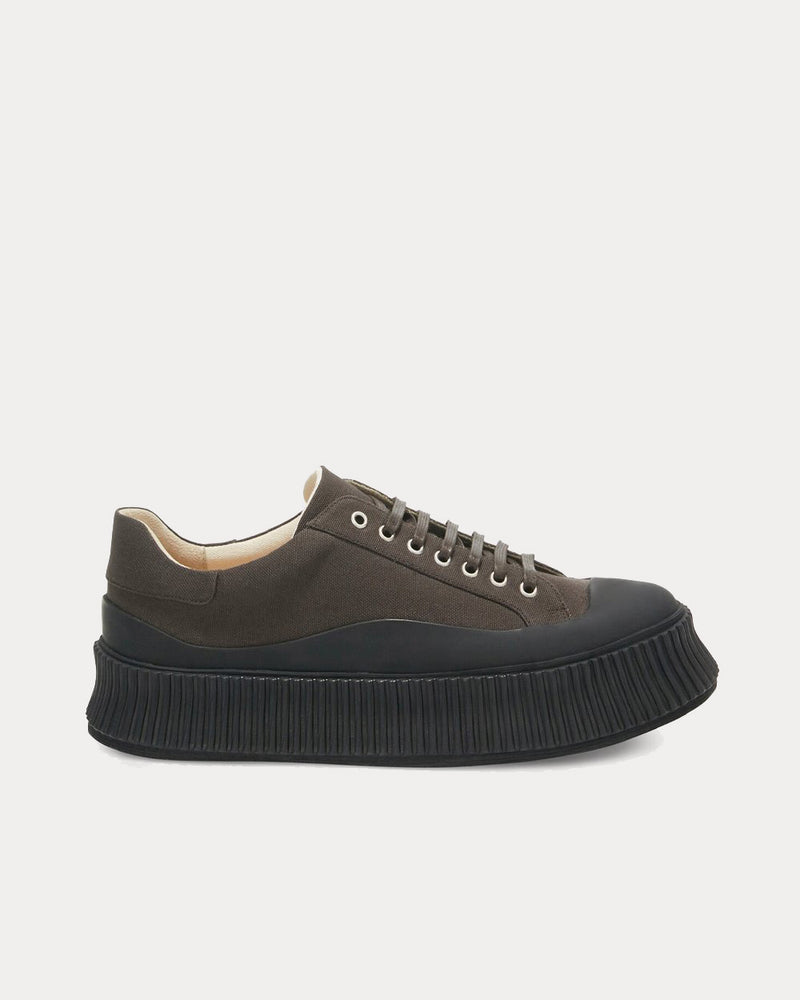 Jil Sander Canvas Dark Brown Low Top Sneakers - 1