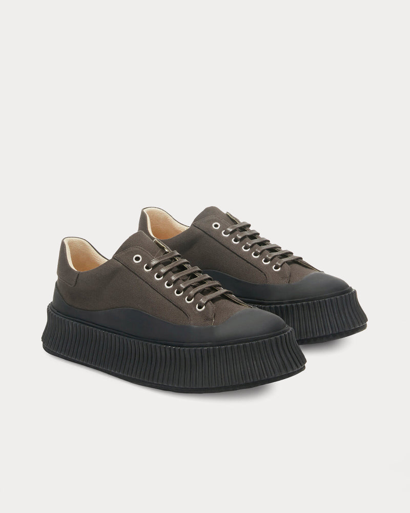 Jil Sander Canvas Dark Brown Low Top Sneakers - 3