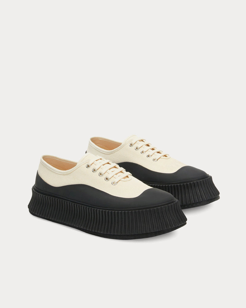 Jil Sander Canvas Natural Low Top Sneakers - 3