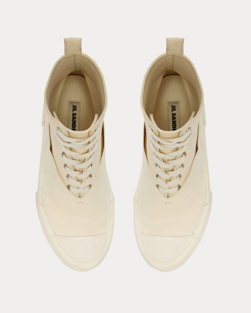 Jil Sander Leather Beige High Top Sneakers - 2