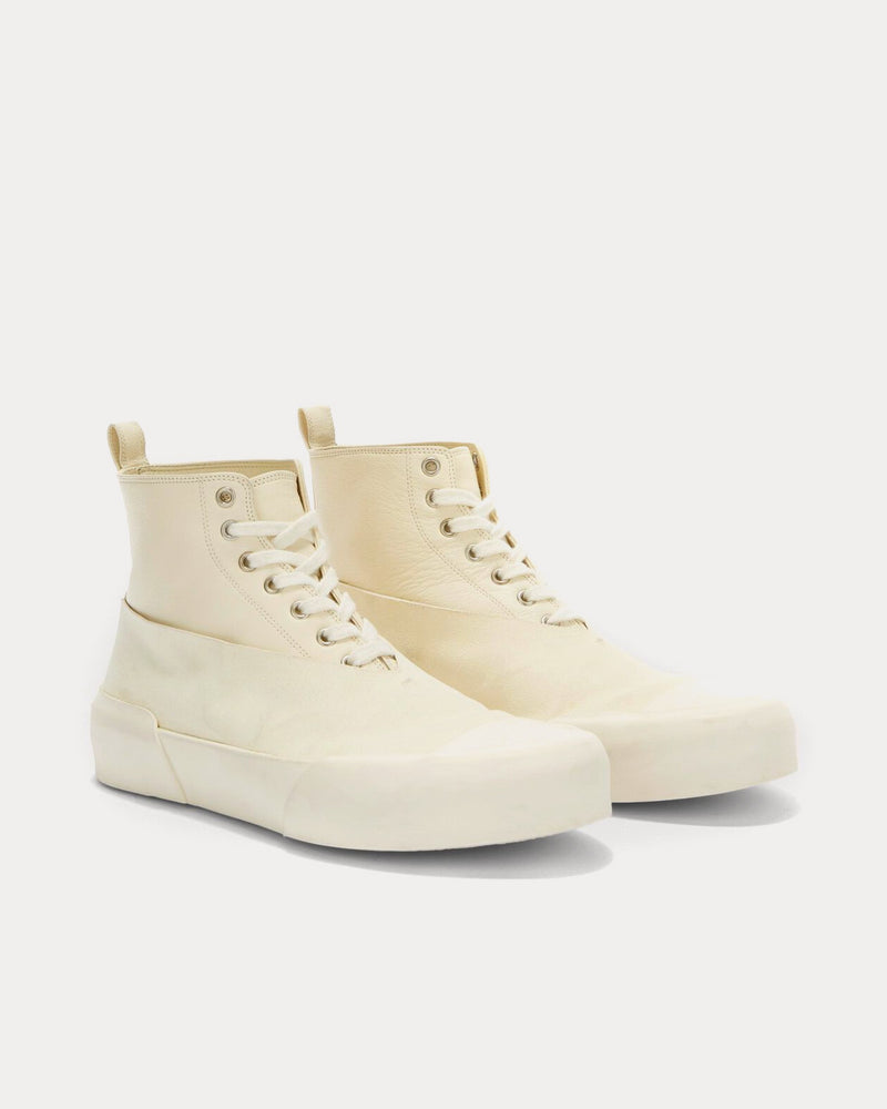 Jil Sander Leather Beige High Top Sneakers - 3