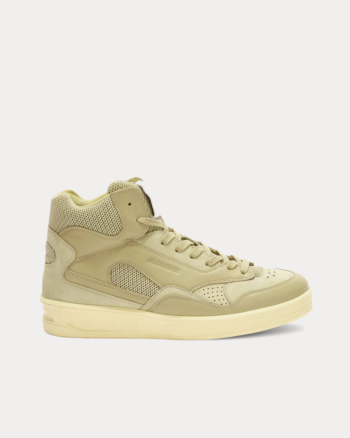 Jil Sander Basket Logo-Embossed Almond High Top Sneakers - 1