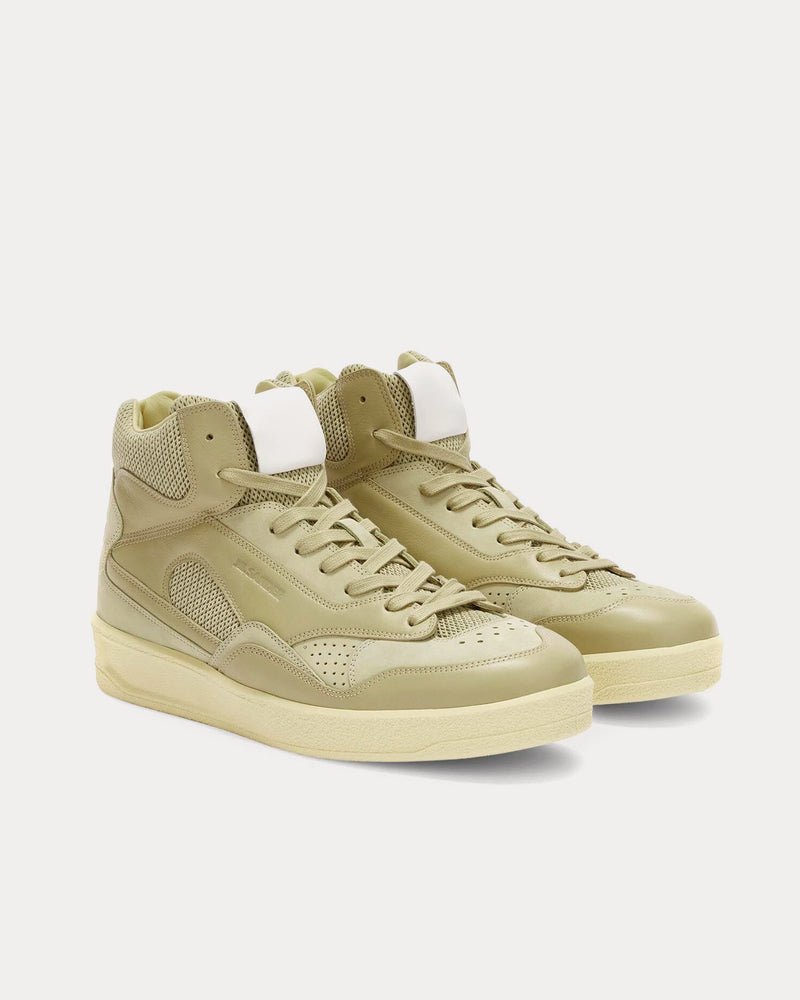 Jil Sander Basket Logo-Embossed Almond High Top Sneakers - 3