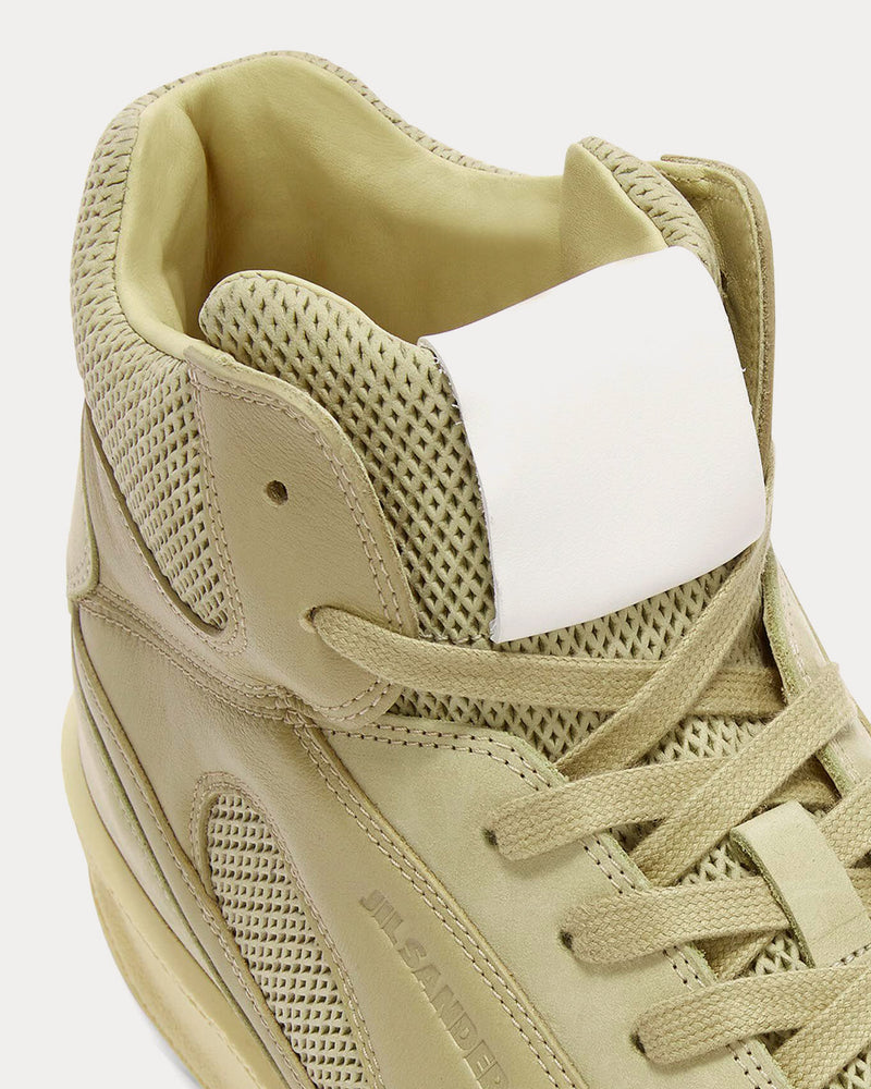 Jil Sander Basket Logo-Embossed Almond High Top Sneakers - 5