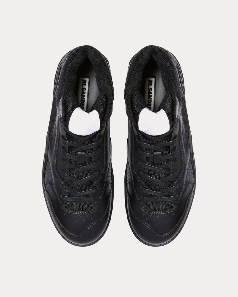 Jil Sander Basket Logo-Embossed Black High Top Sneakers - 2