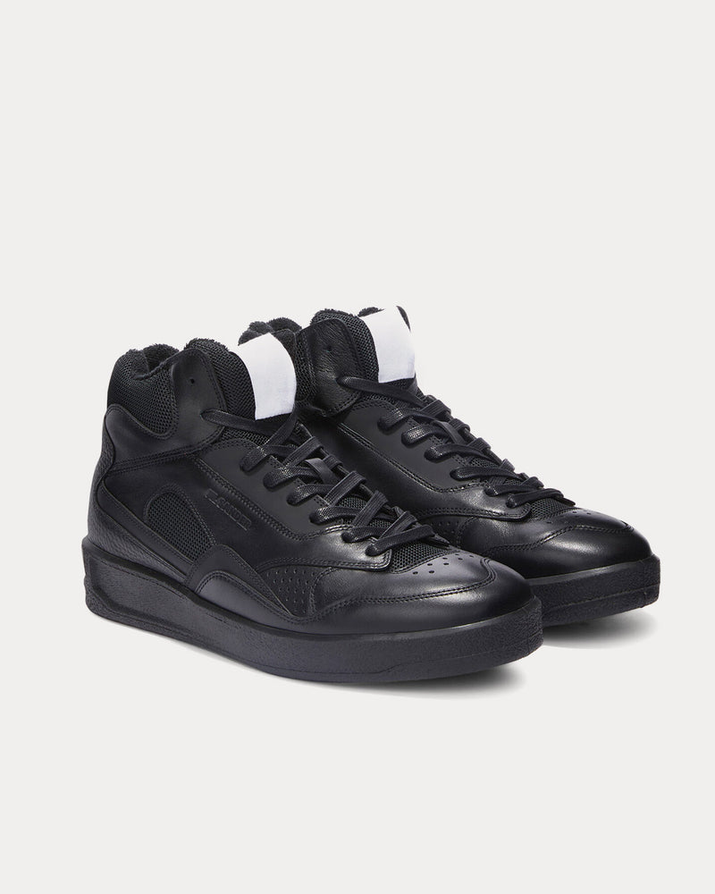 Jil Sander Basket Logo-Embossed Black High Top Sneakers - 3