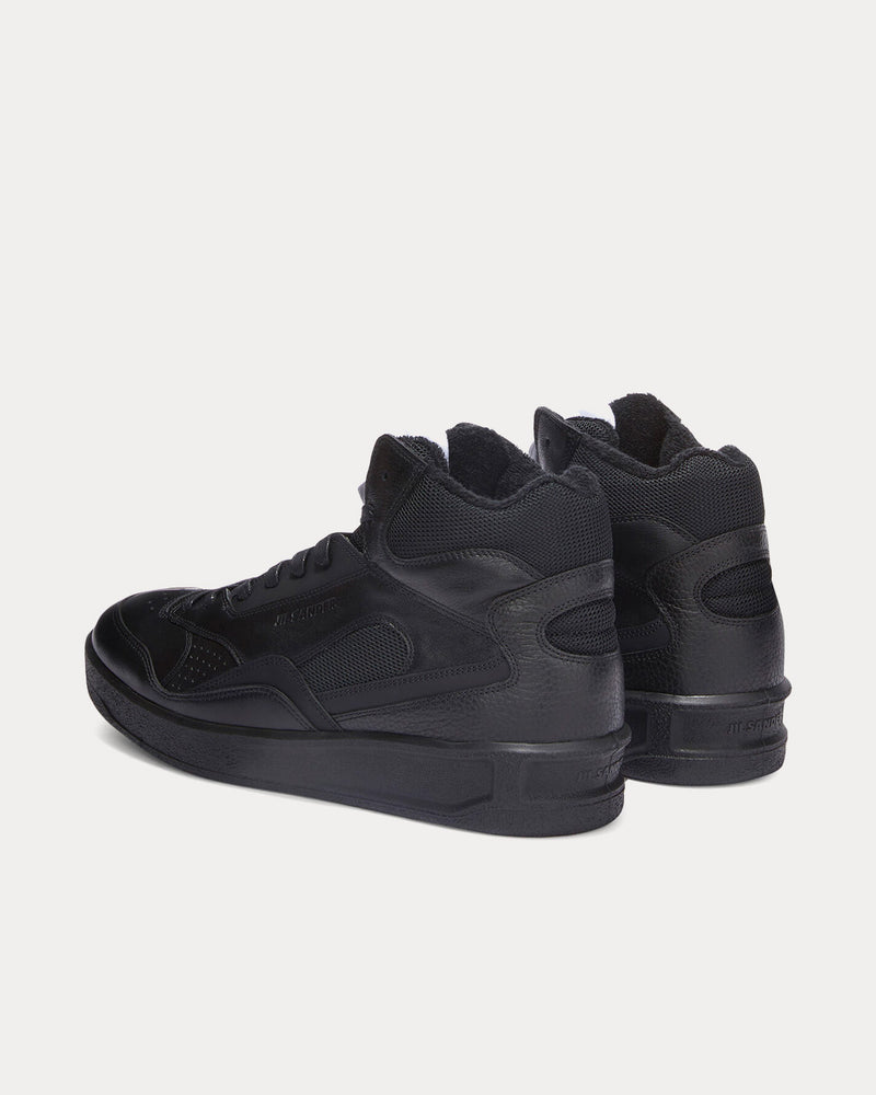 Jil Sander Basket Logo-Embossed Black High Top Sneakers - 4