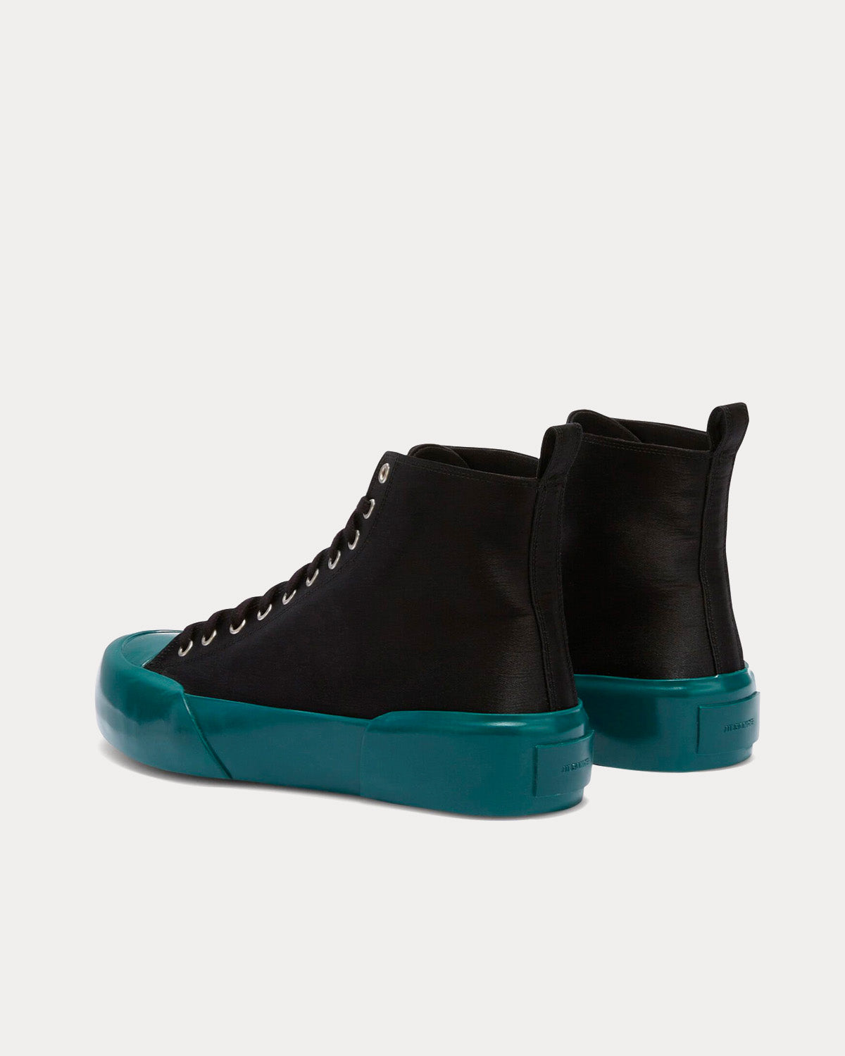 Jil Sander Vulcanised Rubber & Canvas Black / Turquoise High Top Sneakers - 4