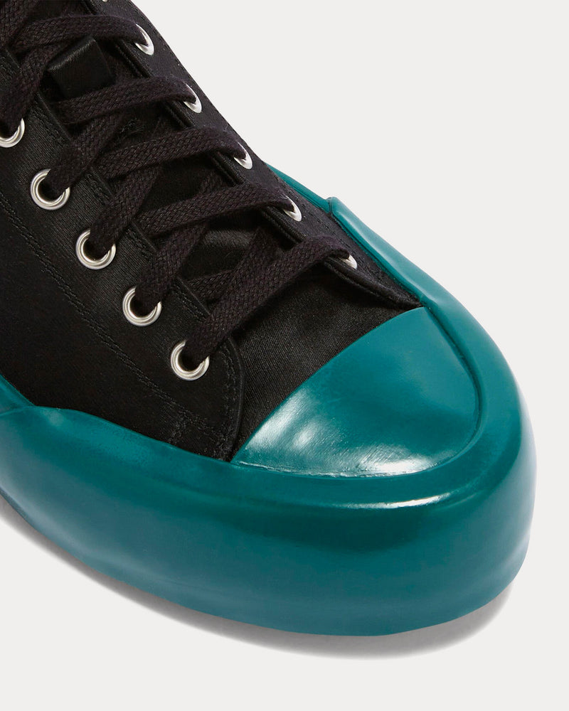 Jil Sander Vulcanised Rubber & Canvas Black / Turquoise High Top Sneakers - 5