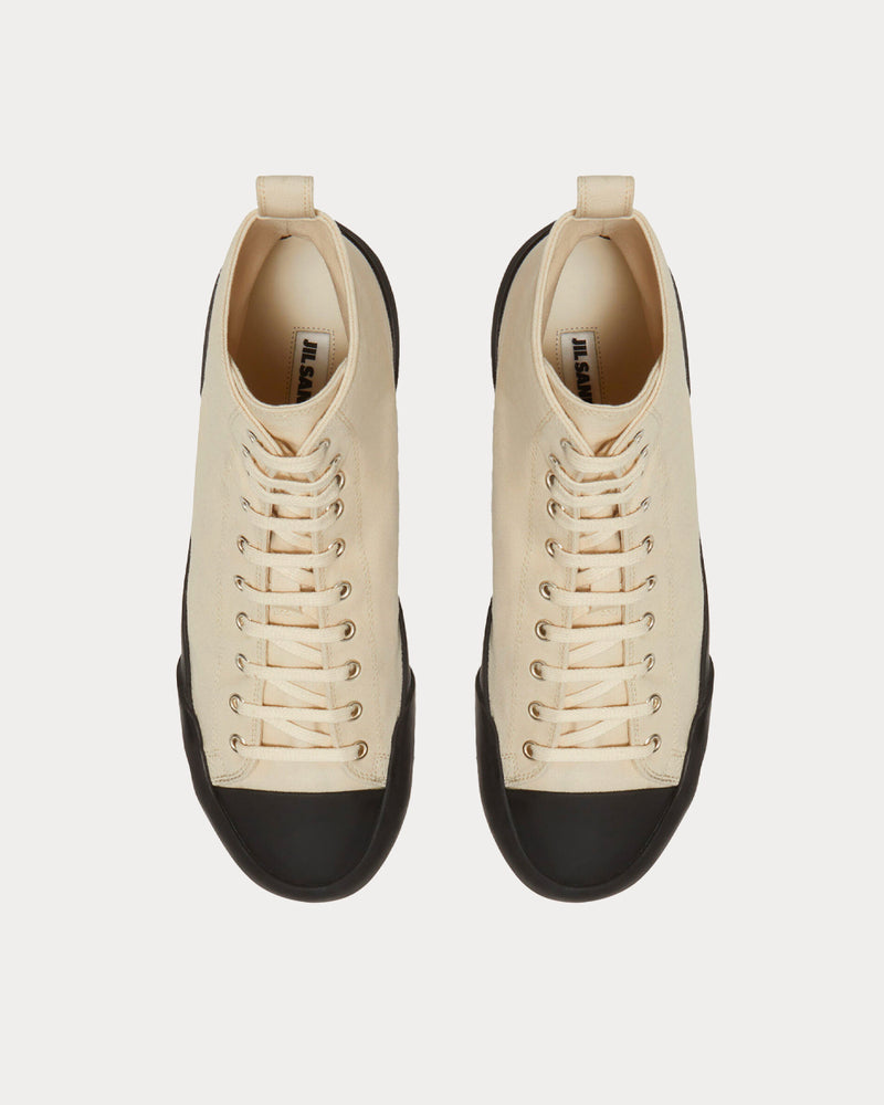 Jil Sander Canvas Natural High Top Sneakers - 2