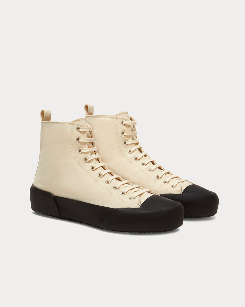 Jil Sander Canvas Natural High Top Sneakers - 3