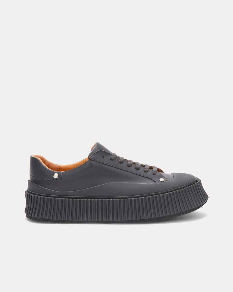 Jil Sander Platform Leather Dark Grey Low Top Sneakers - 1