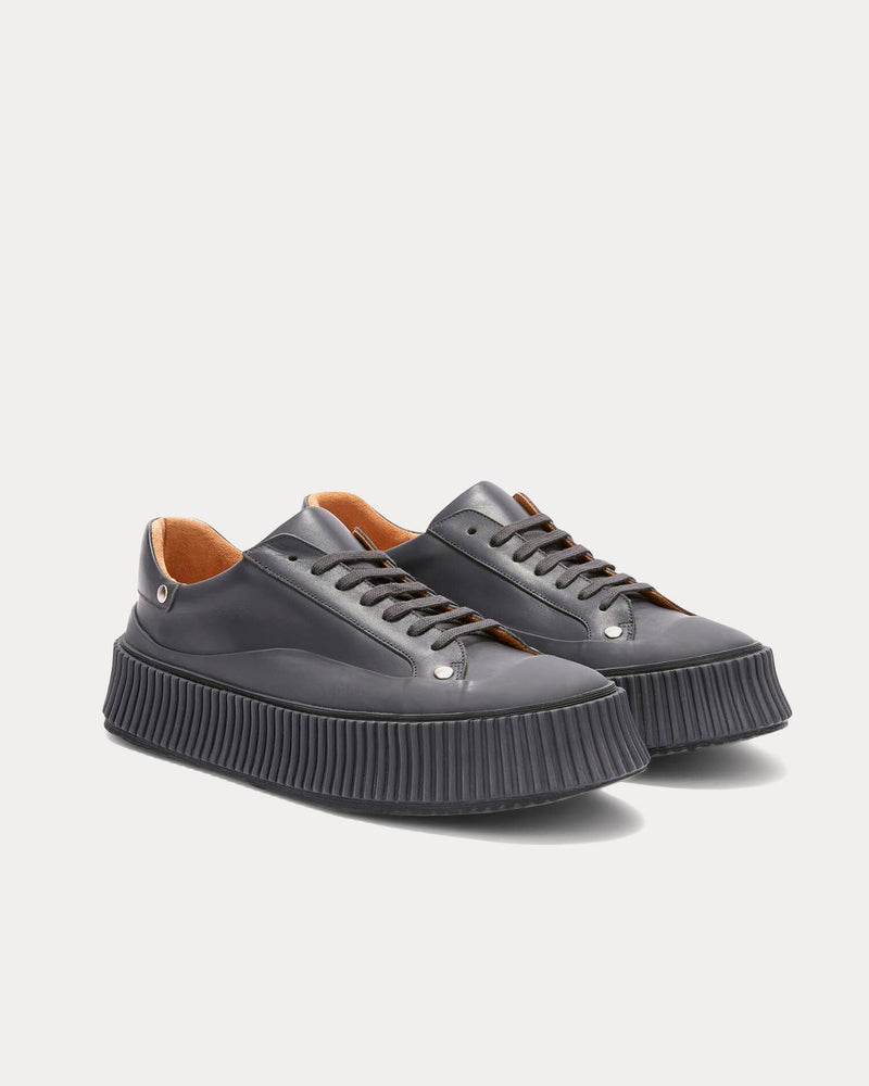 Jil Sander Platform Leather Dark Grey Low Top Sneakers - 3