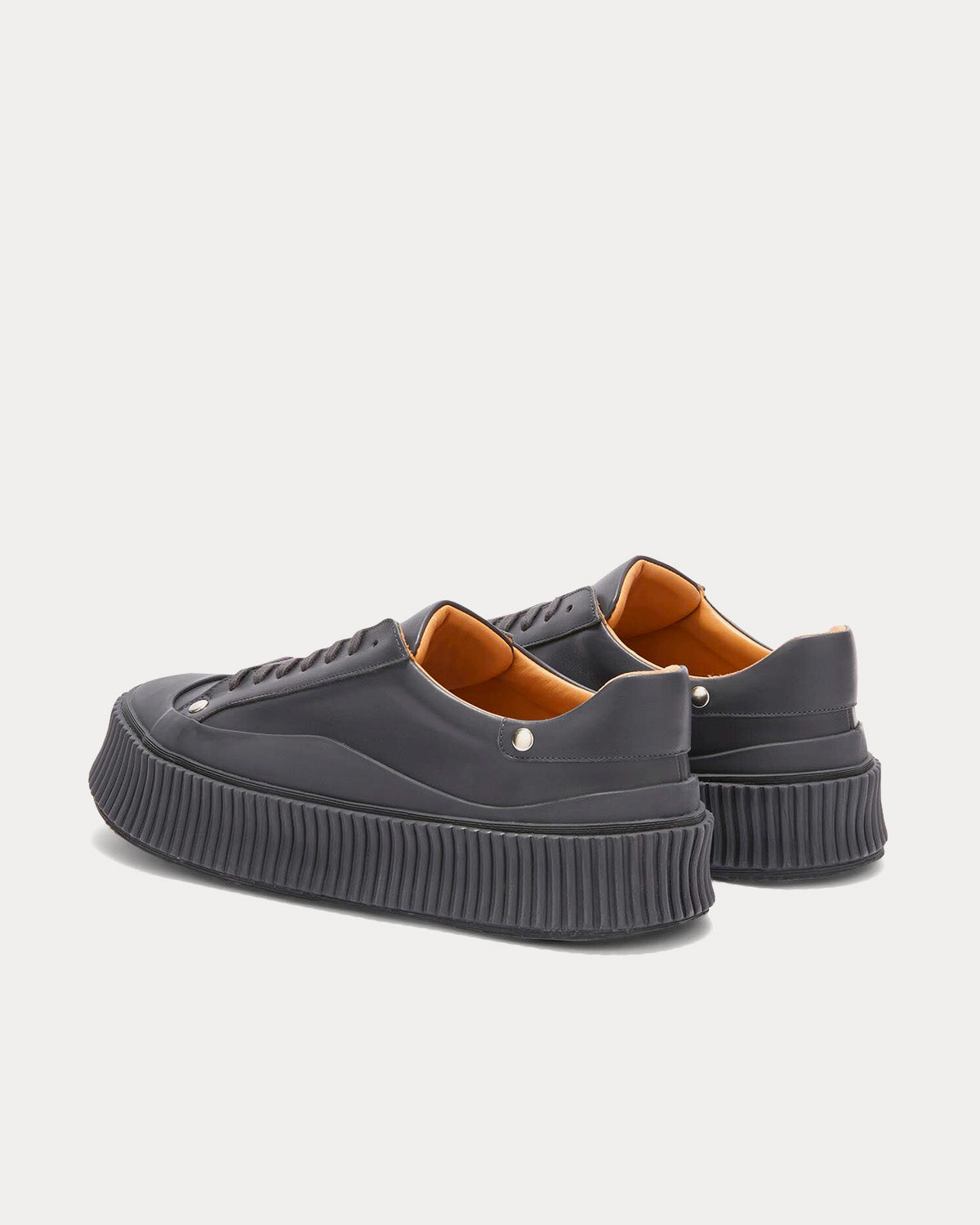 Jil Sander Platform Leather Dark Grey Low Top Sneakers - 4