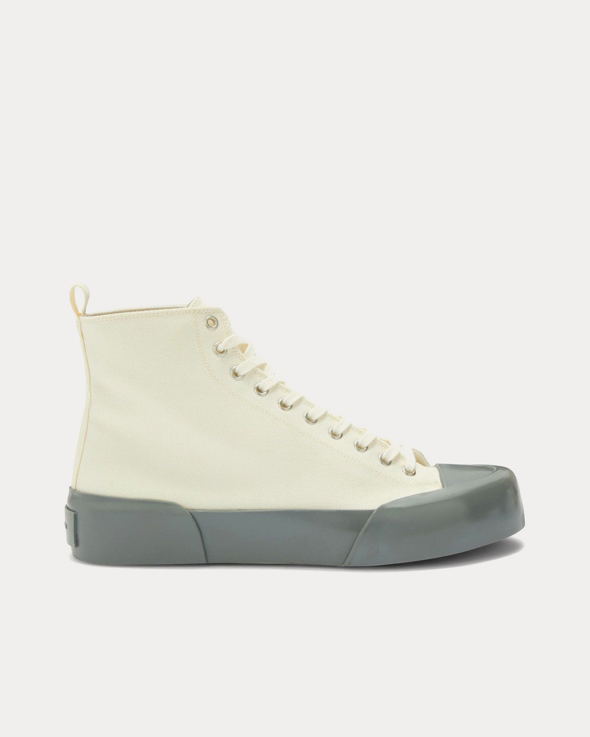 Vulcanised Rubber & Canvas White / Grey High Top Sneakers