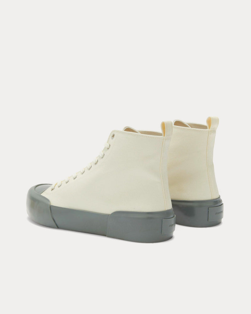 Jil Sander Vulcanised Rubber & Canvas White / Grey High Top Sneakers - 4