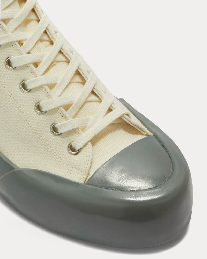 Jil Sander Vulcanised Rubber & Canvas White / Grey High Top Sneakers - 5