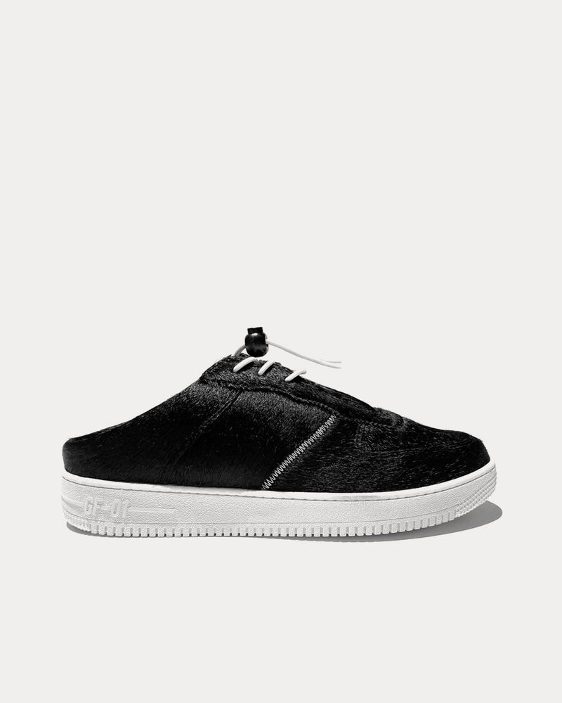 John Geiger GF-01 Mule Calf Hair Black Slip On Sneakers - 1