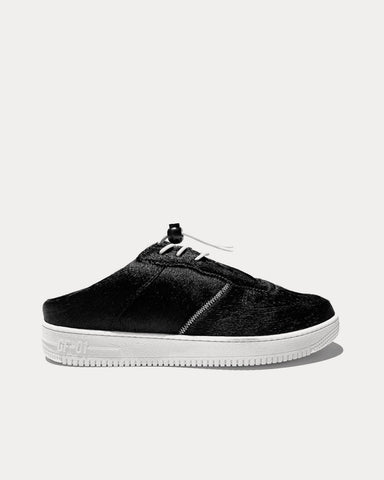 John Geiger GF-01 Mule Calf Hair Black Slip On Sneakers