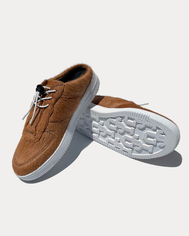 John Geiger GF-01 Mule Calf Hair Brown Slip On Sneakers - 3