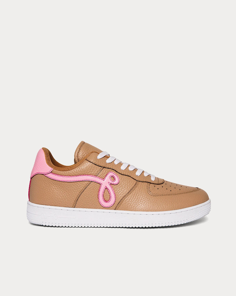 John Geiger GF-01 'Linen' Tan / Pink Low Top Sneakers - 1