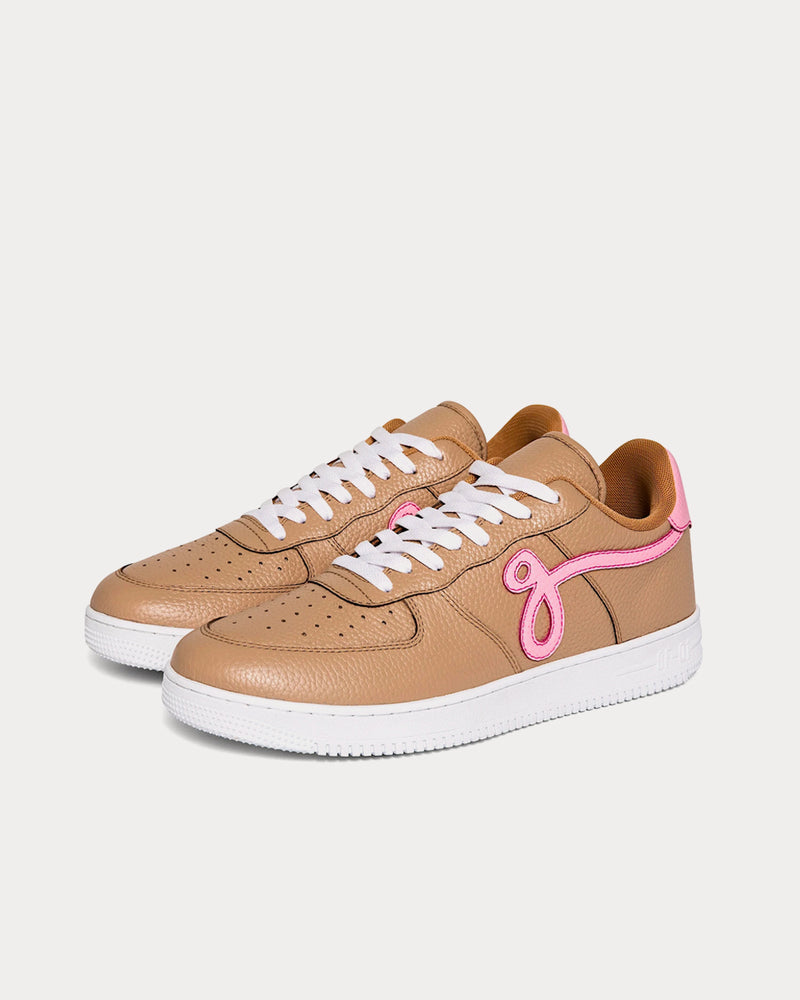 John Geiger GF-01 'Linen' Tan / Pink Low Top Sneakers - 3