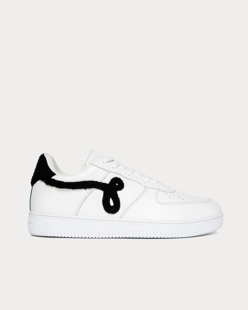 John Geiger GF-01 'White Pebbled Leather Black Chenille' Low Top Sneakers - 1