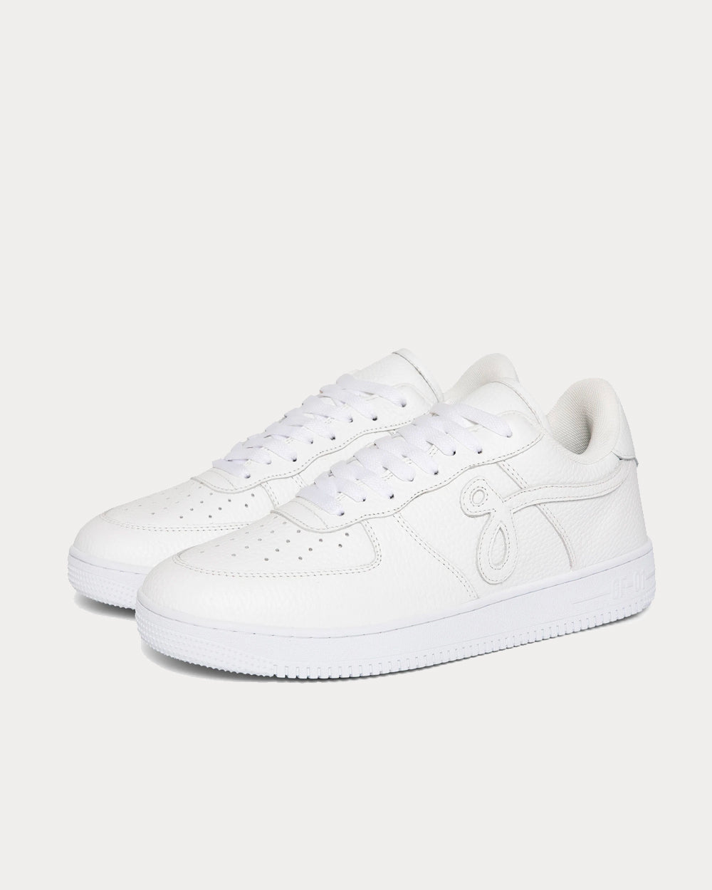 John Geiger GF-01 White Pebbled Leather / Lime Embroidery Low Top Sneakers - 2