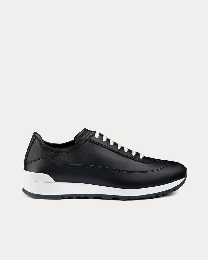 John Lobb Foundry II Natural Calf Leather Black Low Top Sneakers - 1