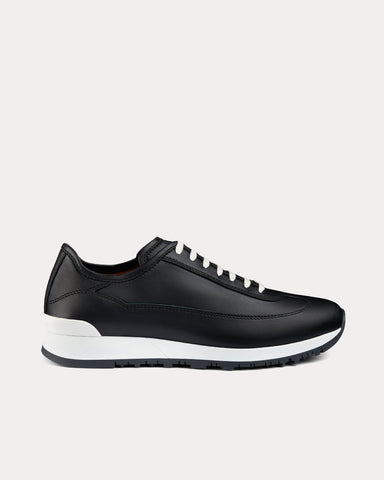 John Lobb Foundry II Natural Calf Leather Black Low Top Sneakers