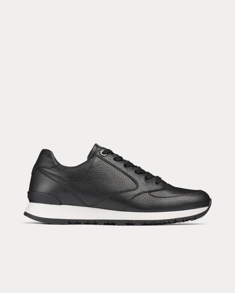 John Lobb Foundry Grained Leather Black Low Top Sneakers - 1